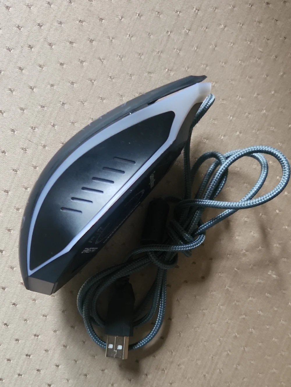 Wired Black Gaming Mouse with Blue Braided Cable